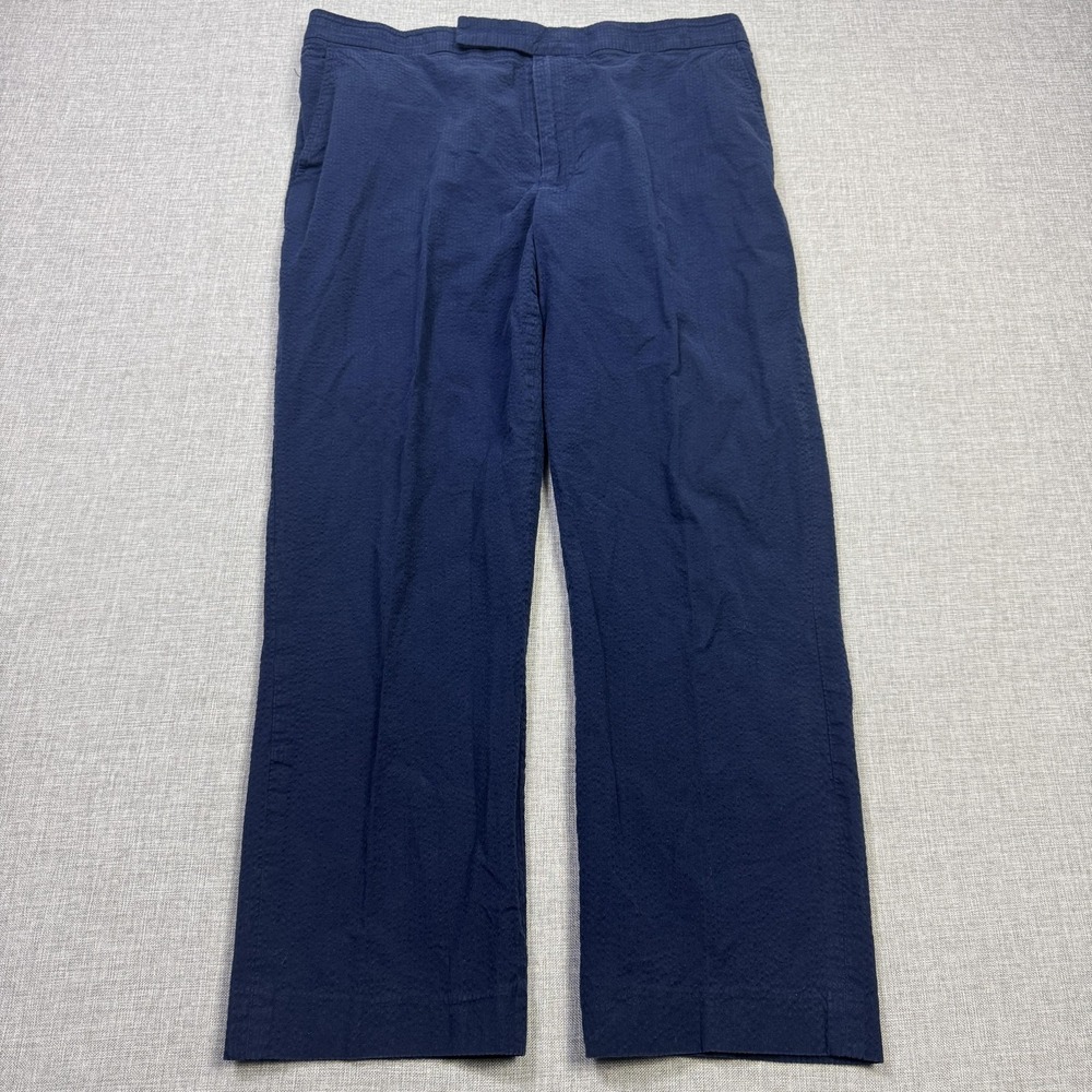Polo Ralph Lauren Seersucker Pants Womens 12 Blue Twill Dress Pants Pull On